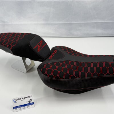 Selle confort moto KAWASAKI Z 900 nid d'abeille rouge